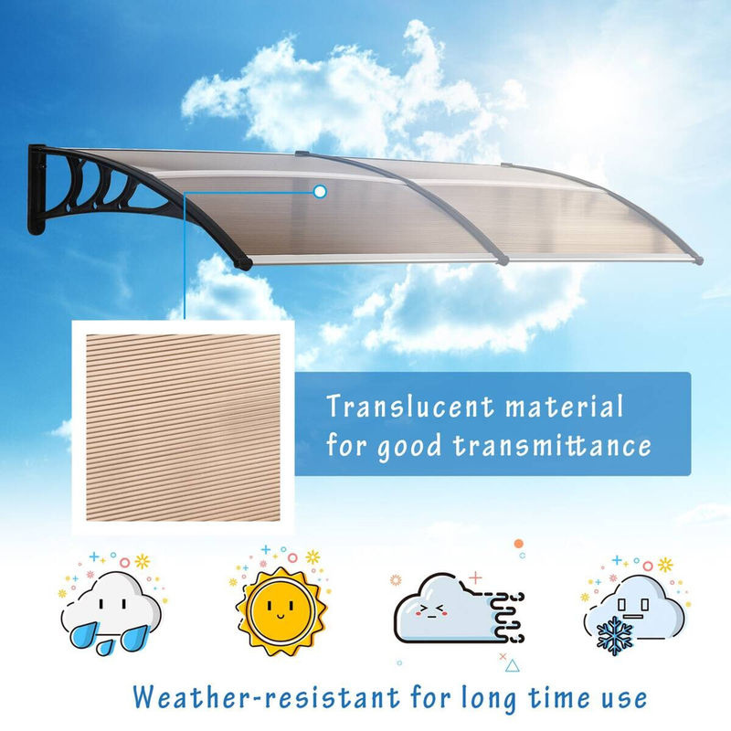 Outsunny Pultvordach für die Haustür aus Aluminium in Braun mit 5mm Polycarbonat B/H/T: 195 x 75 x 23 cm - Bild 7