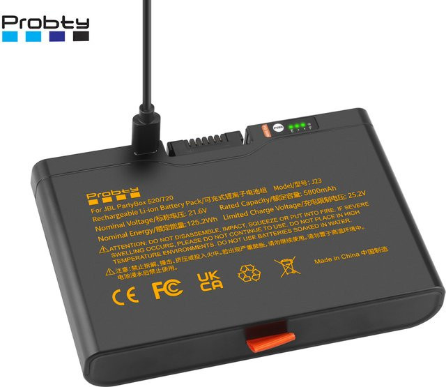 JBL Ersatzakku 5800 mAh in Schwarz mit USB-C PD Schnellladeanschluss für Partybox 520, Partybox 720 und Boombox 4 Bluetooth-Lautsprecher - Bild 1