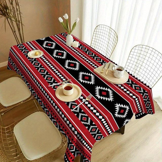 JINGYUE Pet Tischdecke im Boho-Stil, rechteckig, rot, B/B: 140 x 180 cm - Bild 1