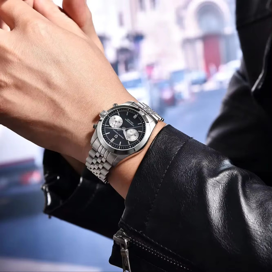 PAGANI DESIGN Chronograph, Quarz, Edelstahl, Saphirglas, Schwarz, Herren - Bild 4