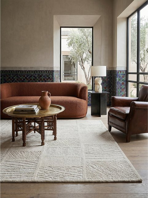 Geometrischer Teppich CARVE von Kadima Design in Cremeweiß mit High-Low-Effekt, B/T: 200 x 300 cm - Bild 1