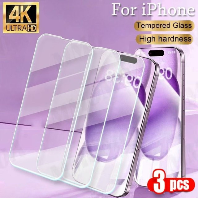 DIXSG 3er Pack Displayschutzfolie aus gehärtetem Glas für iPhone 17 16 15 14 13 12 11 Pro Max Plus 16e 17 Air, transparent, 9H Härte - Bild 1