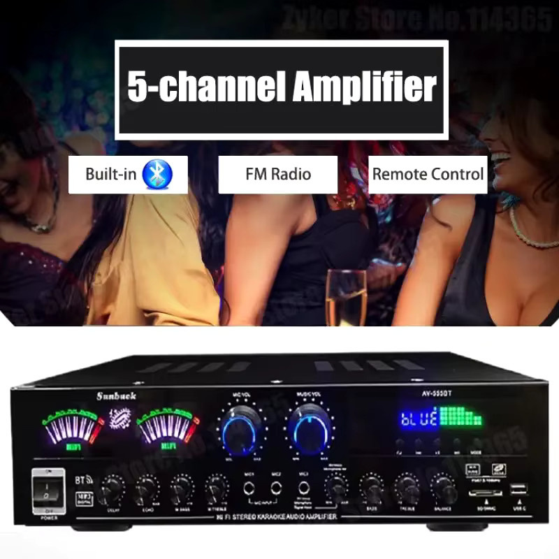 SUNBUCK AV-555BT Digitaler Stereo-Verstärker mit Bluetooth und Dual Dynamic Screen in Schwarz - Bild 2