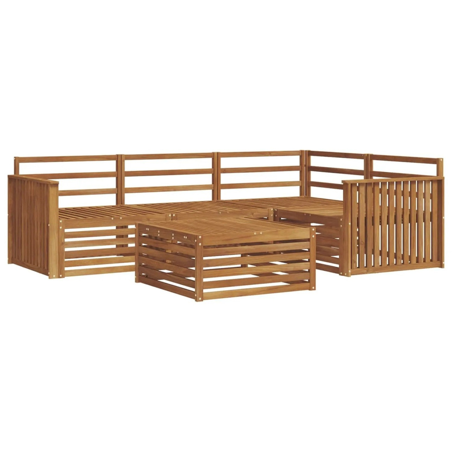 vidaXL Outdoor-Sofagarnitur 5-teilig aus Massivholz Akazie in Braun, L-Form mit Tisch und Sesseln - Bild 2