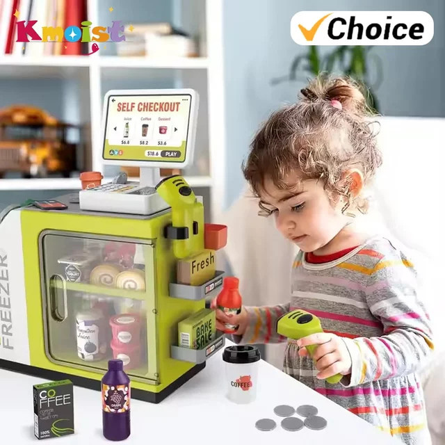 Kmoist Küchenspielzeug Set, Kaffeemaschine, Registrierkasse, Lebensmittel, Brot, Kaffee, Kuchen - Bild 1