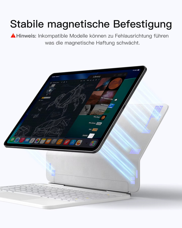Inateck NeoMagic Magnetische Tastatur Hülle für iPad Air 11 Zoll (2025/2024) und iPad Pro 11 Zoll, Magic Keyboard KB903-11A, Farbe: Weiß - Bild 2