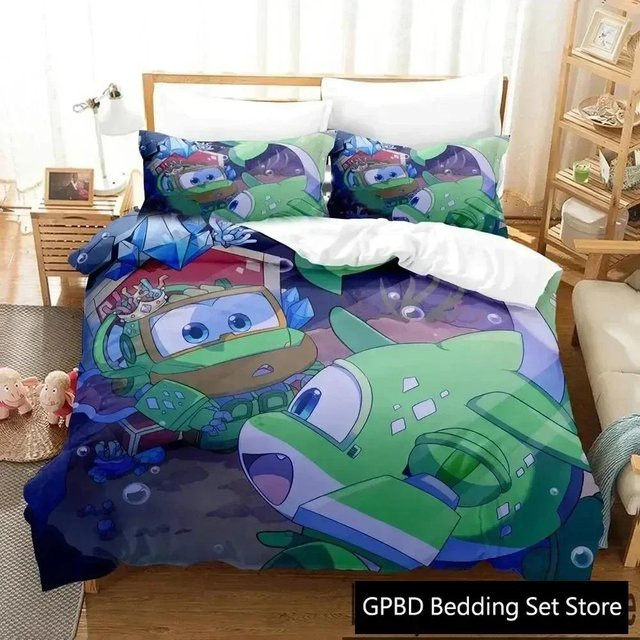 Somelli Bettwäsche-Set mit 3D-Cartoon-Flügel-Motiv, B/H: 135 x 200 cm, Mehrfarbig - Bild 1