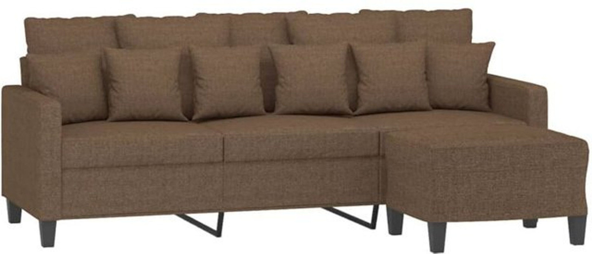 Modernes 3-Sitzer-Sofa mit Hocker von vidaxl in Braun aus Stoff und Polyester - Bild 1