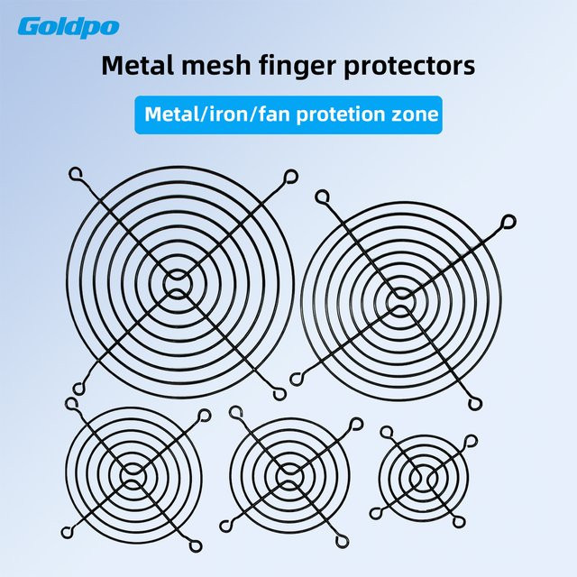 5 Stück Metall Lüfter-Grill-Abdeckung Goldpo Schutzgitter als Filterschutz in Schwarz für 80 mm, 90 mm und 120 mm Lüfter - Bild 1