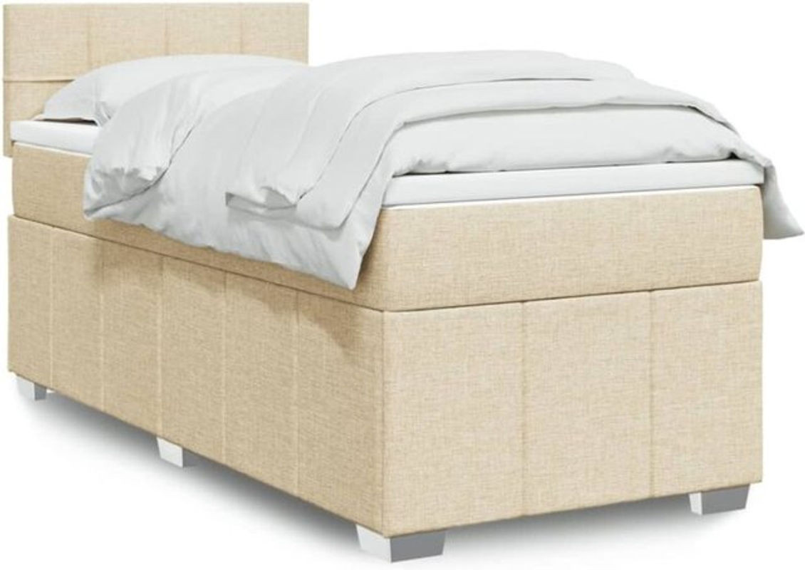 vidaxl Boxspringbett mit Matratze in Beige aus Stoff und Holzwerkstoff B/T/H: 80 x 200 cm - Bild 1