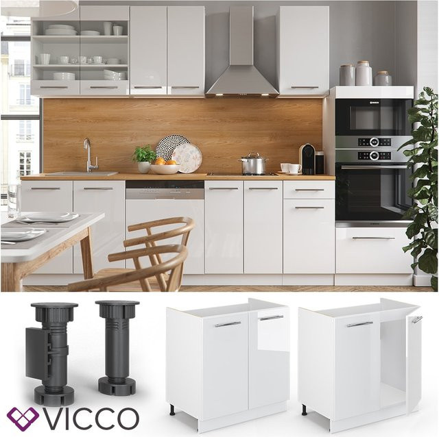 Vicco Spülenunterschrank Fame Weiß Hochglanz Breite: 80 cm - Bild 1