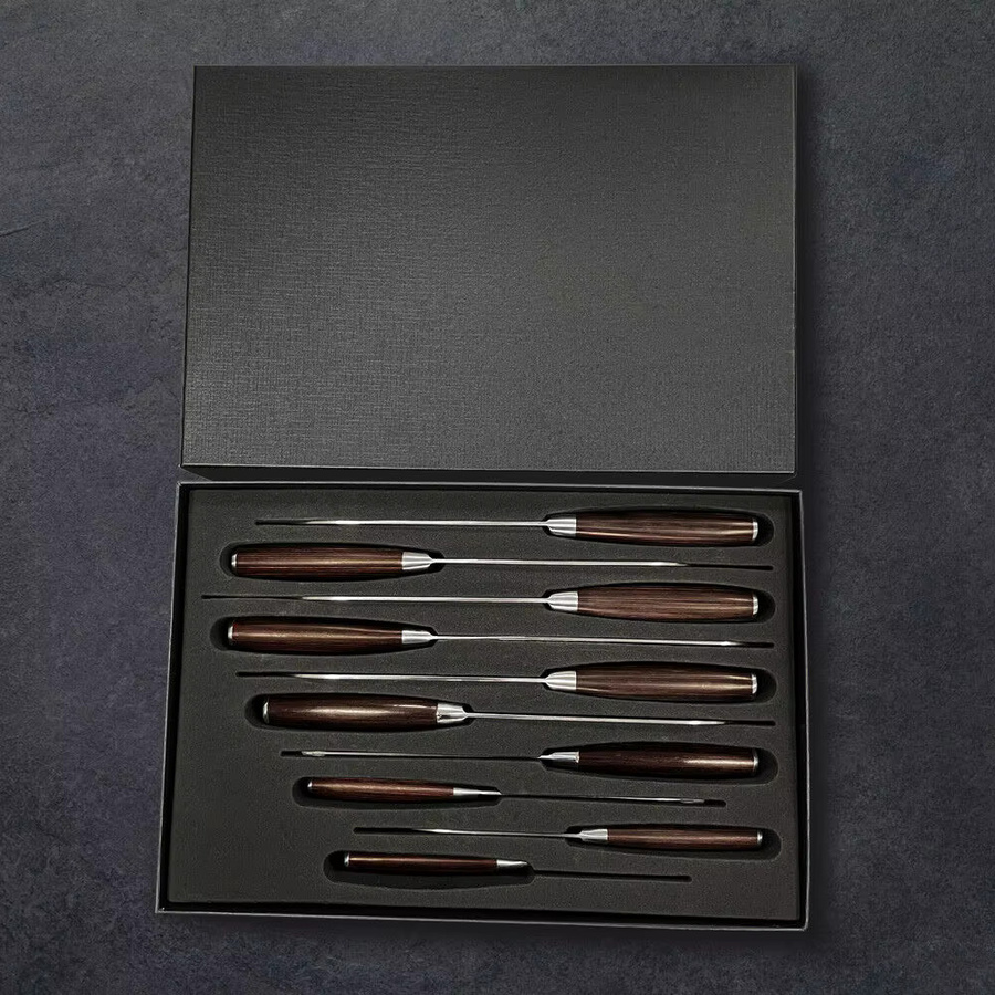 ZENG 10-teiliges Küchenmesser-Set mit Damaszener-Muster aus 7CR17MOV Edelstahl und farbigen Holzgriffen in Multicolour - Bild 1