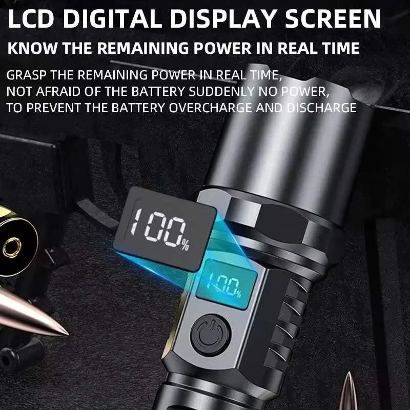 Heinast LED Taschenlampe in Schwarz, wiederaufladbare Handtaschenlampe mit Teleskop-Zoom und wasserdichter Metallkonstruktion für Camping und Outdoor-Notfälle - Bild 5