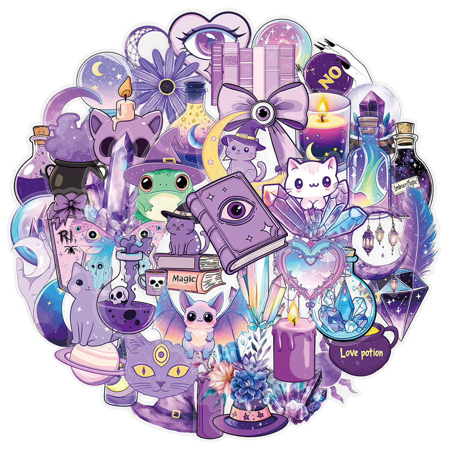 50 Stück transparente Laser-Gothic-Hexe-Aufkleber für Tablets, Telefone und Scrapbooks von RecordingYourLife Store - Bild 1