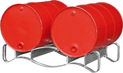 Bauer Fasspalette für 2 x 200 l Fässer aus Stahl Emaille in Rot - Bild 1