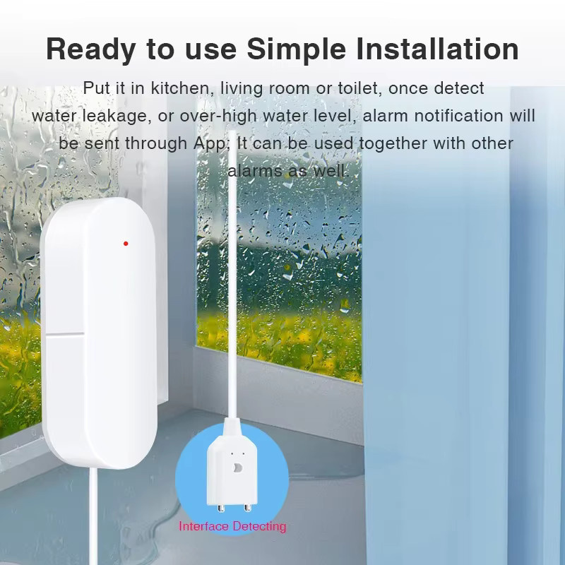 Tuya Smart Wasserleck-Alarm mit Smartphone-Fernüberwachung in Weiß - Bild 2
