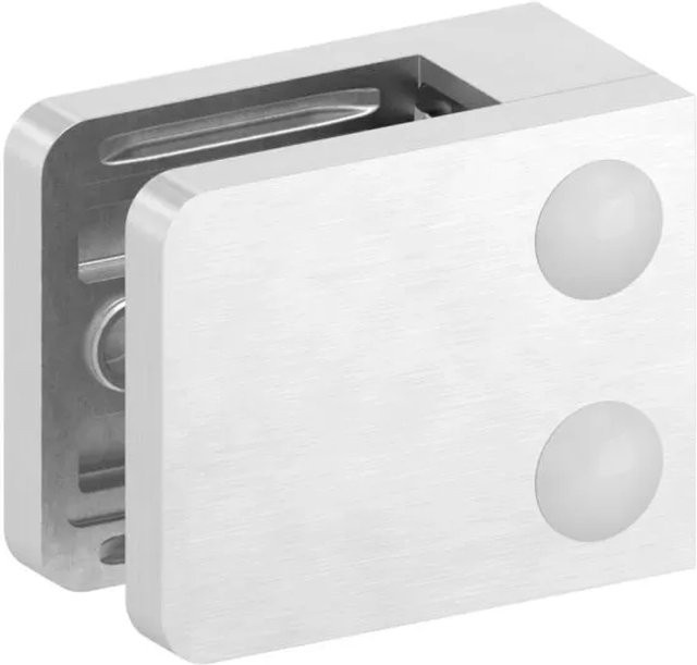 FeNau Glasklemme aus Edelstahl V2A in Silber, Anschluss gerade Eckig, B/T/H: 4,5 x 5,5 x 2,85 cm - Bild 1