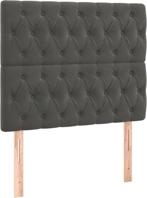 vidaXL LED Kopfteil aus Samt in Dunkelgrau mit USB-Ladeanschluss und integrierter Beleuchtung, B/H: 100 x 118/128 cm - Bild 1