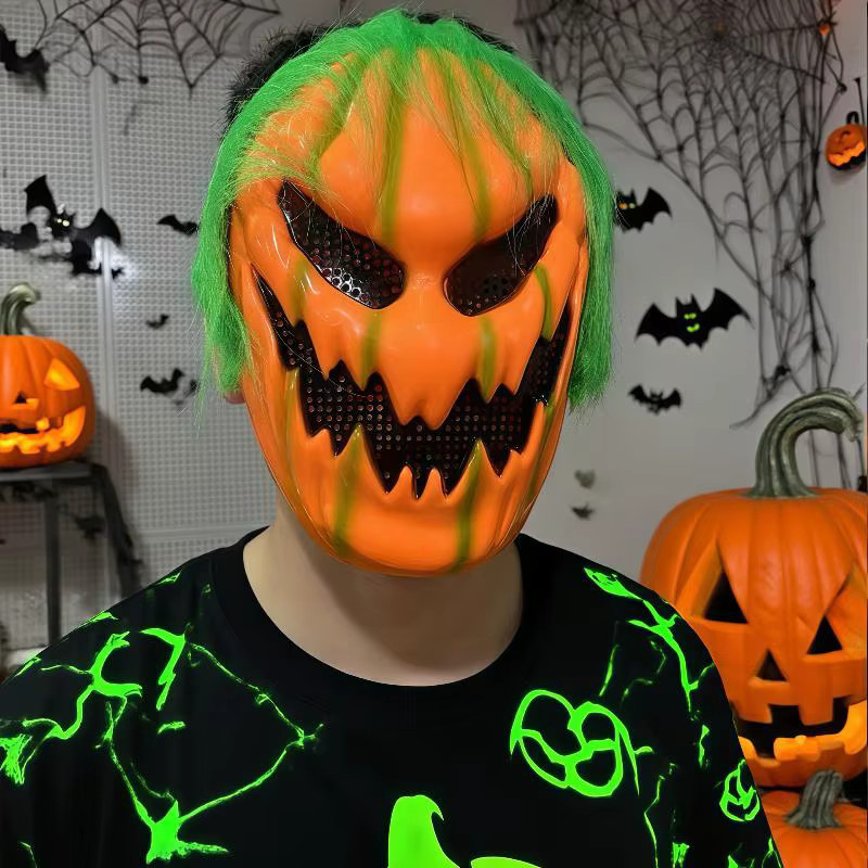 Halloween Horror Teufel Kürbis Maske, Cosplay Roleplay Kostüm Requisiten - Bild 2