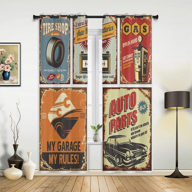 Retro Fenster Vorhang mit europäischem Zeitungsdesign für Wohnzimmer, Küche oder Schlafzimmer, Mehrfarbig, Breite: 135 cm, Höhe: 60 cm - Bild 1