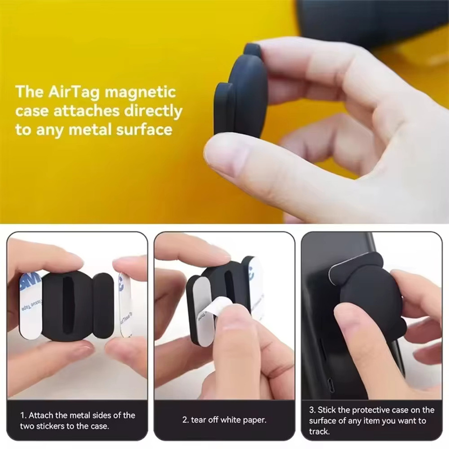 Peocke GPS Smart Tag Find Hub Tracker Kit für Android, 4er-Pack mit magnetischem Saugnapf und Silikonhülle, Schwarz und Weiß - Bild 2