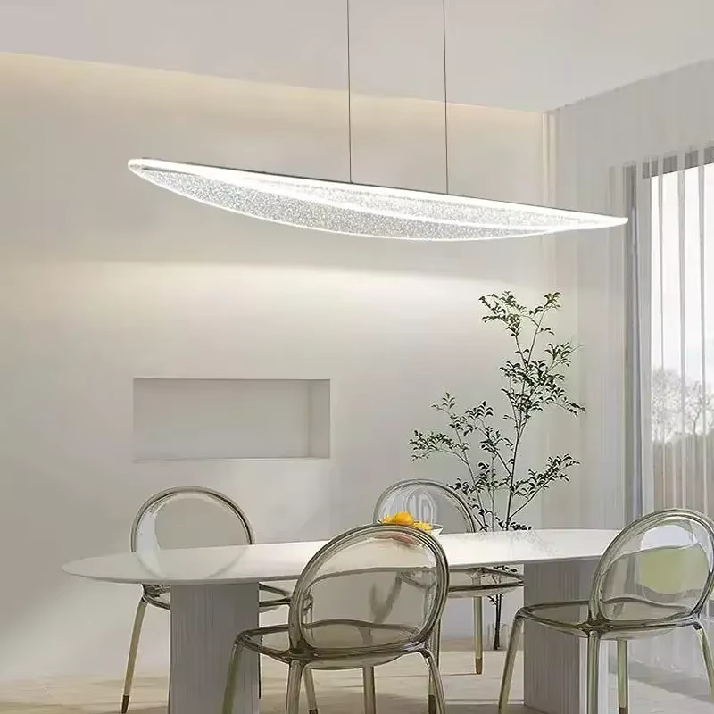 Moderne geschwungene LED-Pendelleuchte von YongYing Lumin in Weiß für Esszimmer, Küche oder Büro - Bild 4