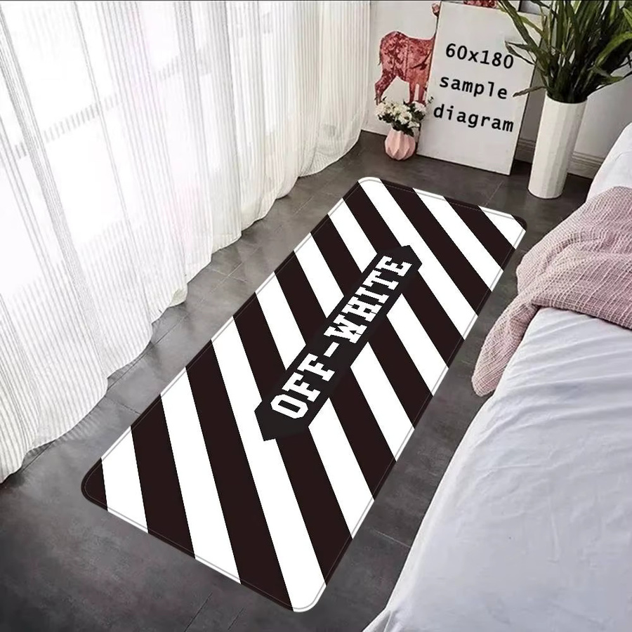 Rutschfeste moderne Bodenmatte Potdemiel in Weiß mit Streifenmuster für Wohnzimmer und Balkon - Bild 5
