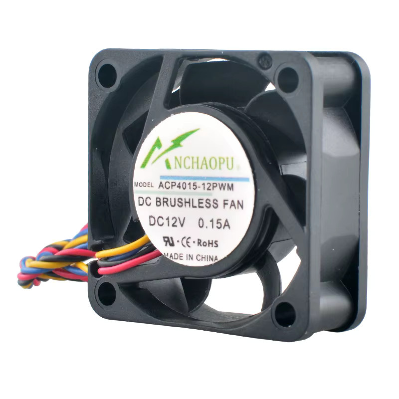 ANCHAOPU Hochgeschwindigkeits-Lüfter ACP4015-12PWM in Schwarz, B/T/H: 40 x 40 x 15 mm, DC12 V, 4-Pin-PWM für CPU und Mikrogeräte, 8800/9800 U/min - Bild 3