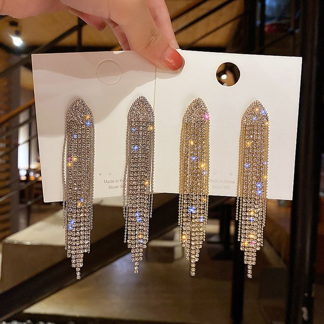 JIOFREE Clip-On Ohrringe, Strass, Quasten, Damen - Bild 1