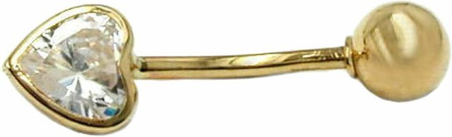 Gallay Bauchnabelpiercing Banana, 14Kt Gold, Zirkonia-Herz, 20x6mm - Bild 1