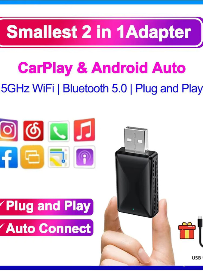 EzoneTronics Wireless CarPlay und Android Auto Adapter in Schwarz mit 5 GHz Wi-Fi für USB Plug & Play - Bild 7