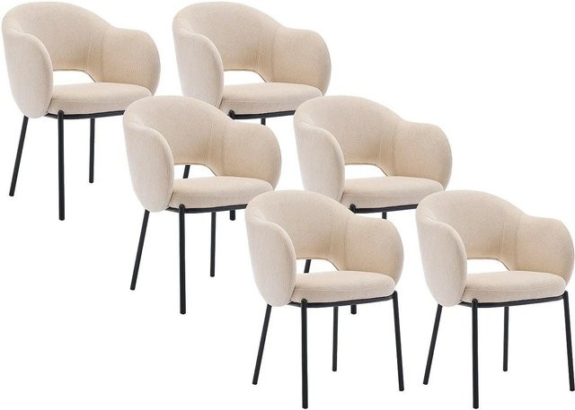 Vente-unique Stuhl Acacilio in Beige mit Armlehnen und Metallgestell, Breite: 55 cm - Bild 1