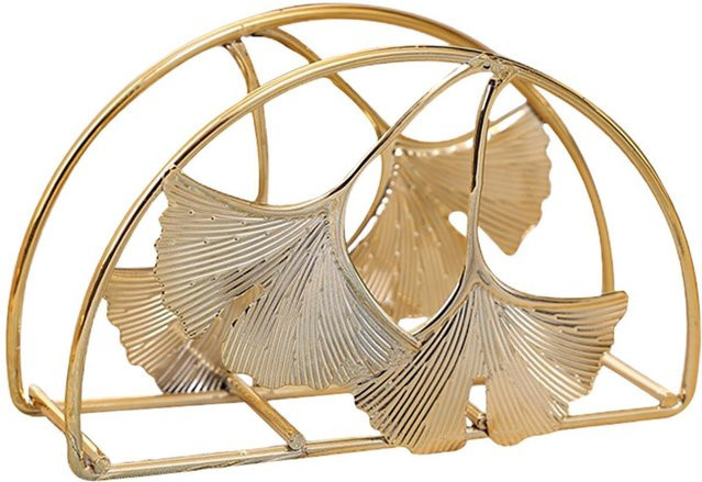 Dekorative Serviettenbox aus Metall in Gold und Beige als Taschentuchhalter für dein Zuhause - Bild 1