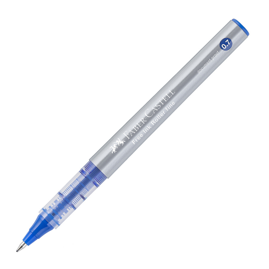 Faber-Castell Tintenroller Free Ink Fine in Blau mit transparentem Sichtfenster und Metallclip - Bild 2