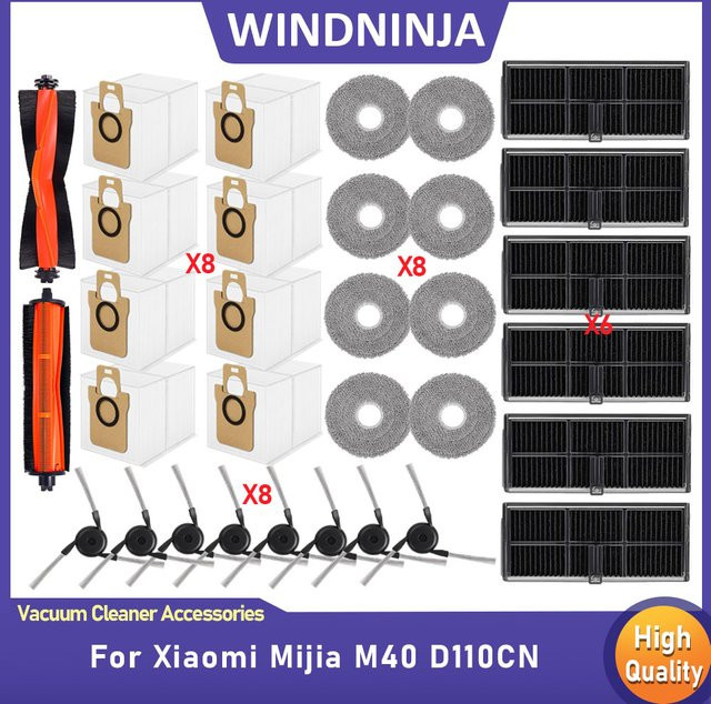 Xiaomi Mijia M40 D110CN Roboter-Staubsauger Zubehör Set mit Wischtüchern, Beuteln, Haupt- und Seitenbürsten sowie Hepa-Filtern in Multicolour - Bild 1