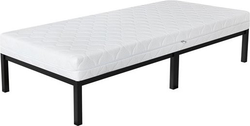 ML-Design Einzelbett aus Metall mit Matratze und Lattenrost in Schwarz, B/T/H: 90 x 200 cm - Bild 1
