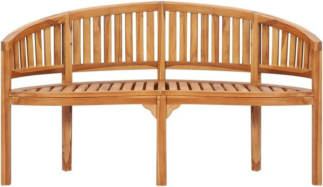 vidaXL Bananenbank aus Teakholz in Braun B: 151 cm, H: 44,5 cm, T: 58 cm - Bild 1