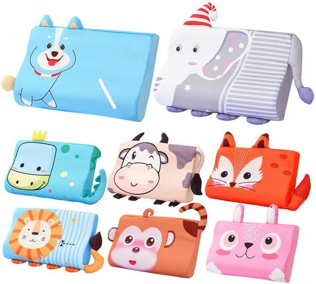 Orthopädisches Kinderkissen aus Memory-Schaum für 3–12 Jahre, atmungsaktives Schlafstützkissen mit waschbarem Bezug, B/T/H: 45 x 27 x 6 cm, Mehrfarbig - Bild 1