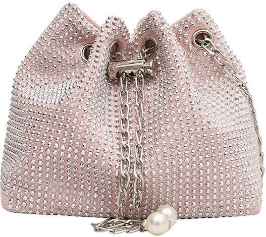 Weft Eimertasche, Strass-Diamant, Perlenketten-Umhängetasche, Damen, white - Bild 1