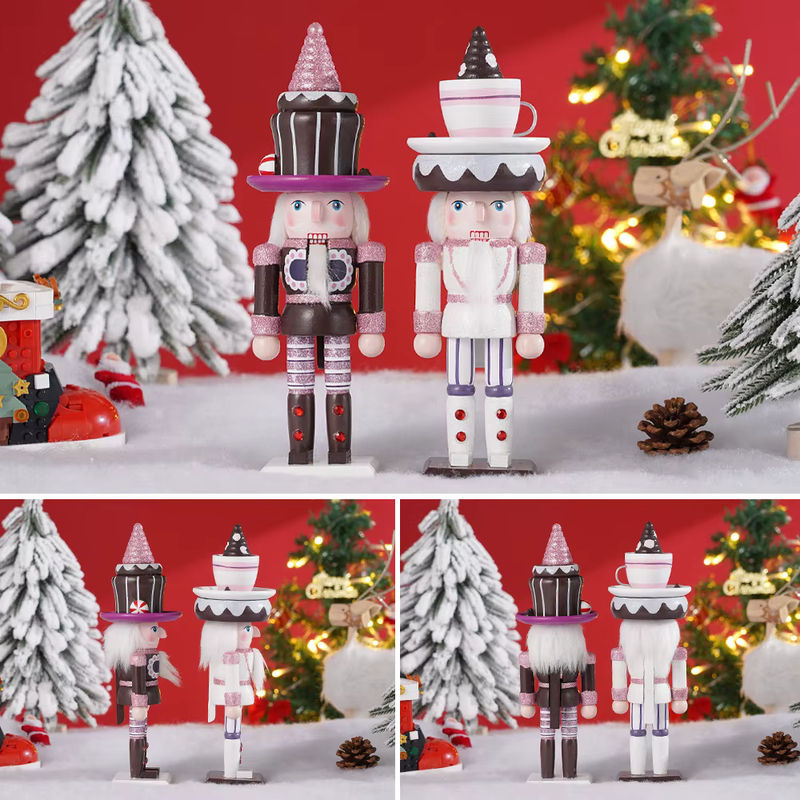 Klassischer Nussknacker Soldat aus Holz als Weihnachtsdekoration und Desktop-Ornament in Weiß und Mehrfarbig - Bild 3