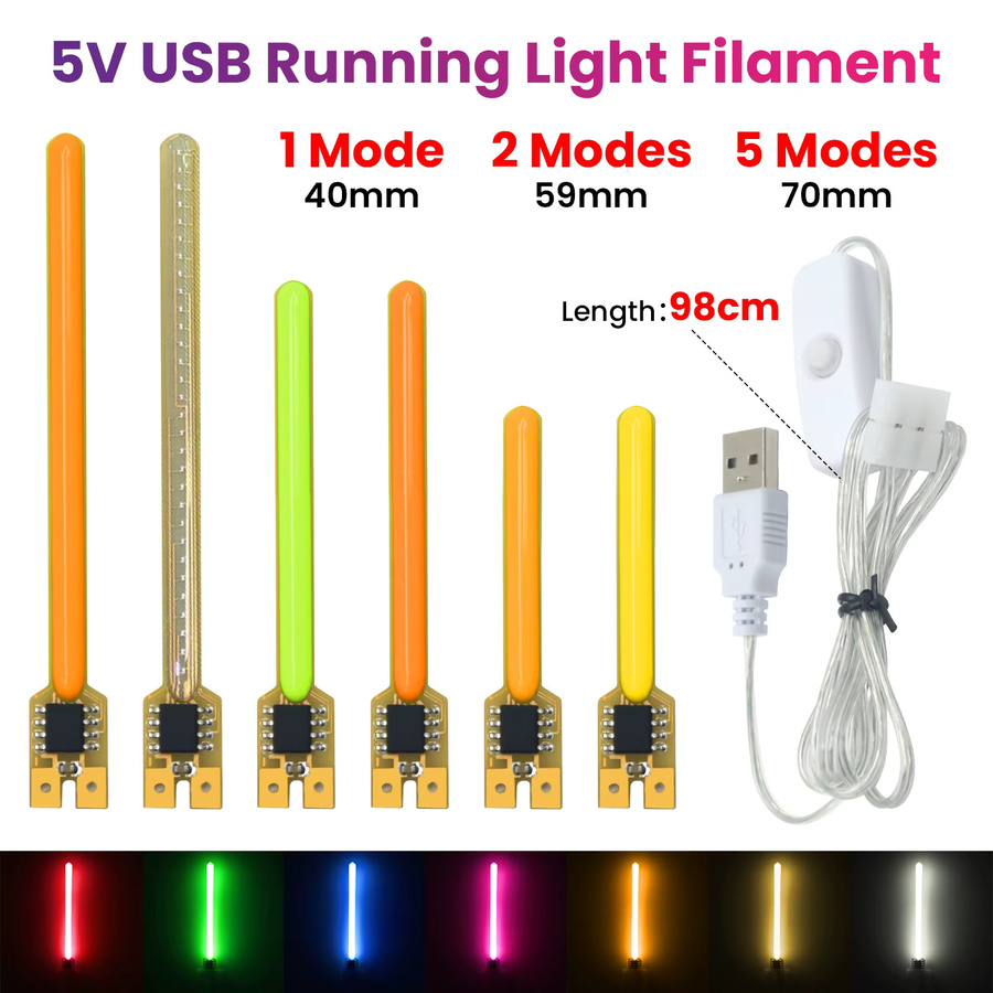 GAHADA RGB LED Filament Licht Meteorschauer Fließendes Wasser Lampe mit USB-Schalter und Schnalle, Multicolour - Bild 3