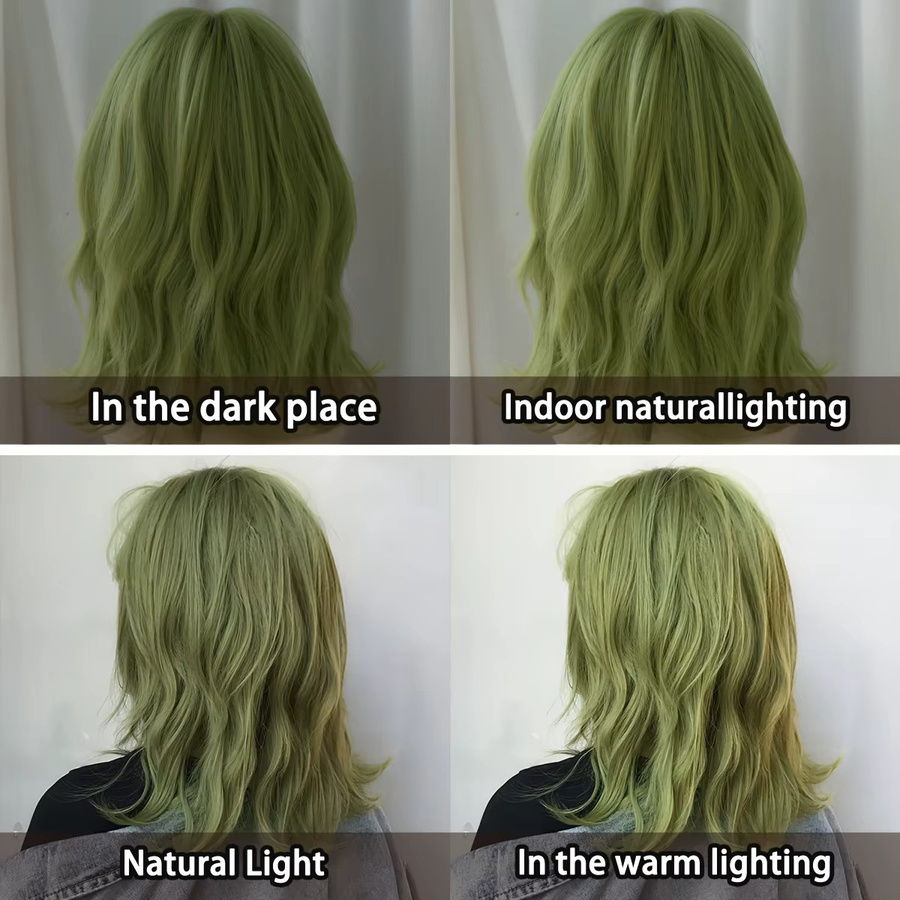7JHH WIGS Perücke, schulterlang, gewellt, vanillegrün, Damen - Bild 4