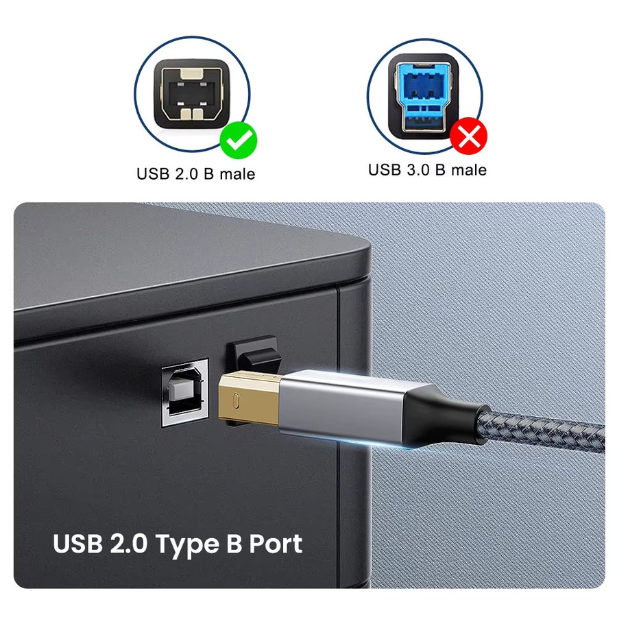 NIERBO USB B auf USB C Druckerkabel aus geflochtenem Nylon für Yamaha Casio Digital Piano und DJ Controller - Bild 2