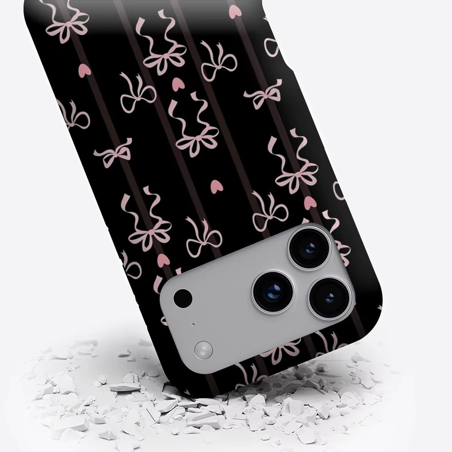 Potdemiel Magnetische Handyhülle mit Schleifen-Design in Schwarz und Rosa für iPhone 17 16 15 14 13 Pro Max Plus, robuste doppelschichtige Schutzhülle - Bild 3