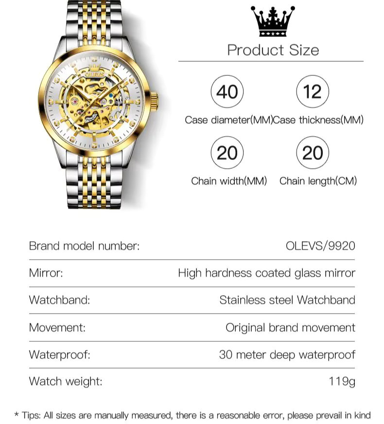 OLEVS Armbanduhr Automatik, Edelstahl, Bicolor, Herren - Bild 6