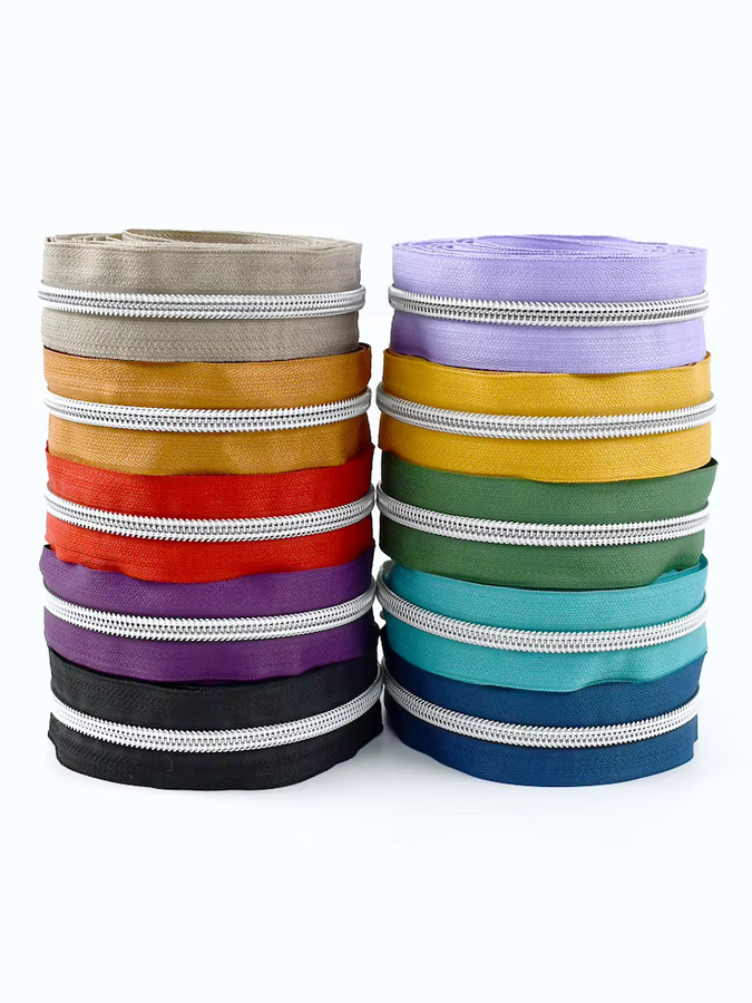Meetee Nylon-Reißverschlussband Nr. 5 aus Kunststoff für Jacken und Mäntel, DIY-Reparaturset in Weiss, Silber und Multicolour - Bild 5