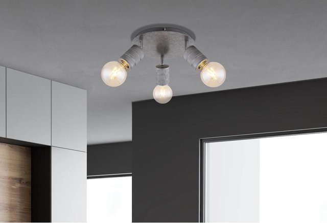 Globo Strahler Freddy 3-flammig Silber aus Metall, H x B x T: 16 x 28 x 28 cm, E27 - Bild 1