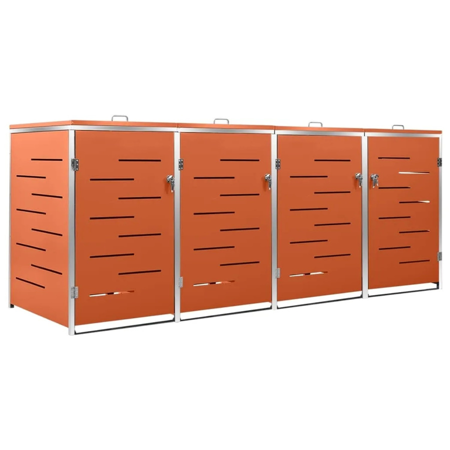 vidaXL Mülltonnenbox für 4 Tonnen aus Edelstahl und verzinktem Stahl in Orange oder Silber, B/H/T: 276,5 x 112,5 x 77,5 cm - Bild 2