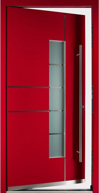 Moderno Haustür M360P in Rubinrot mit Glaseinsatz aus Aluminium, B/H: 100 x 210 cm, DIN Rechts - Bild 1