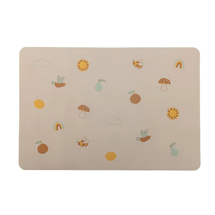 Bloomingville Mini Agnes Platzset aus Silikon in Beige, rutschfest und abwischbar, B/T: 37,0 x 25,5 cm - Bild 1